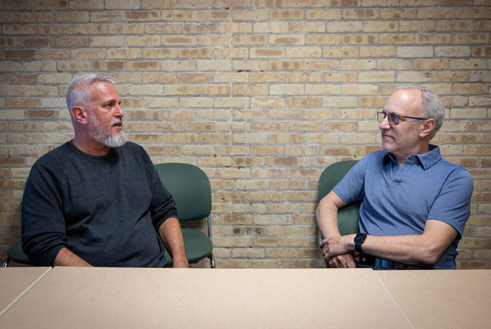 Yair Bar-Haim (left) looks forward to future collaborations with researchers, including psychology professor Ken Paller (right), in an effort to better understand how to treat PTSD. Photo by Shane Collins